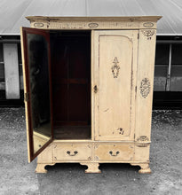 Load image into Gallery viewer, ANTIQUE 19th CENTURY FRENCH ORNATE PAINTED DOUBLE ARMOIRE WARDROBE, c1900
