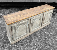 Load image into Gallery viewer, EARLY 20th CENTURY FRENCH ORNATE ORIGINAL PAINTED OAK 3 DOOR SIDEBOARD, c1930
