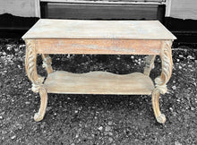 Load image into Gallery viewer, ANTIQUE 20TH CENTURY FRENCH ORNATE CARVED LIMED OAK CONSOLE TABLE, C1920
