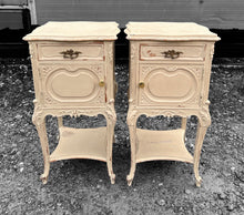 Load image into Gallery viewer, ANTIQUE 19th CENTURY FRENCH PAIR OF ORNATE PAINTED BEDSIDE TABLES, c1900
