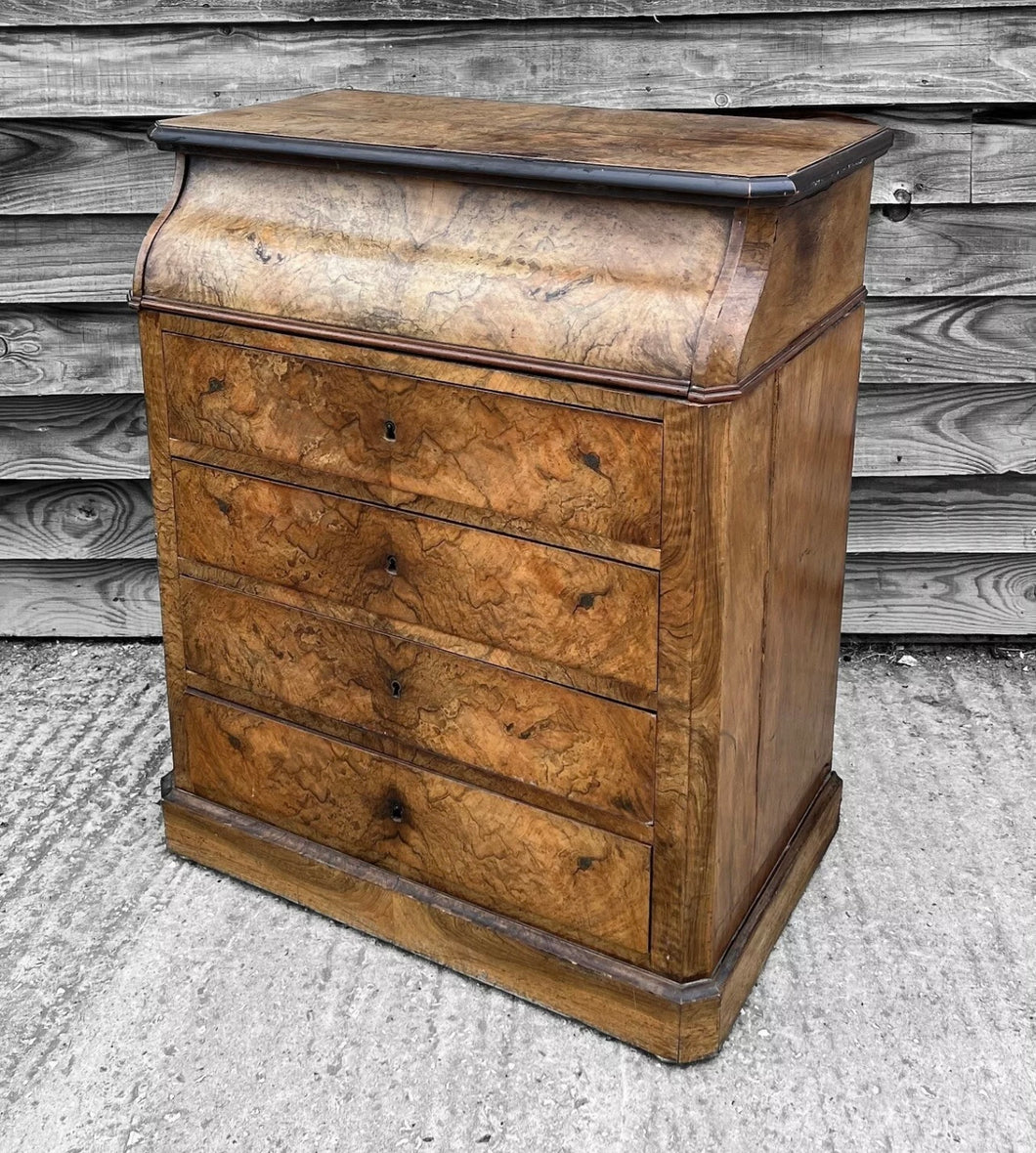 ANTIQUE 19TH CENTURY FRENCH BURR WALNUT DRESSING CHEST WITH DRAWERS, C1900