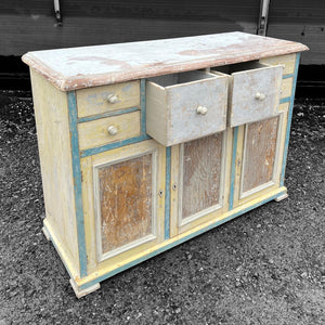 ANTIQUE 19th CENTURY FRENCH ORIGINAL PAINTED SIDEBOARD DRESSER, c1900