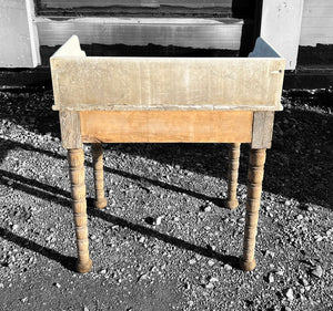 ANTIQUE 19TH CENTURY FRENCH ORNATE BLEACHED OAK & MARBLE TOPPED WASHSTAND, C1900