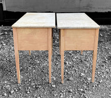 Load image into Gallery viewer, ANTIQUE 20TH CENTURY FRENCH PAIR OF CONTEMPORARY MARBLE TOPPED BEDSIDE TABLES, c1920
