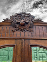 Load image into Gallery viewer, ANTIQUE 19TH CENTURY FRENCH ORNATE OAK DOUBLE WARDROBE ARMOIRE, C1900
