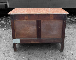 ANTIQUE 19th CENTURY FRENCH BLEACHED OAK & MARBLE TOPPED CHEST OF DRAWERS, c1900