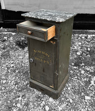 Load image into Gallery viewer, ANTIQUE 19TH CENTURY FRENCH GREY PAINTED &amp; MARBLE TOPPED SIDE TABLE, C1900
