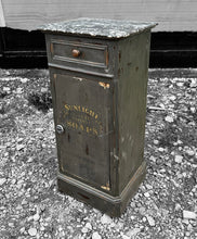 Load image into Gallery viewer, ANTIQUE 19TH CENTURY FRENCH GREY PAINTED &amp; MARBLE TOPPED SIDE TABLE, C1900
