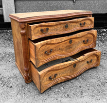 Load image into Gallery viewer, ANTIQUE 19th CENTURY FRENCH ORNATE BURR WALNUT CHEST OF DRAWERS, c1900
