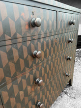 Load image into Gallery viewer, ANTIQUE 19th CENTURY ENGLISH GEOMETRIC PAINTED CHEST OF DRAWERS, c1900
