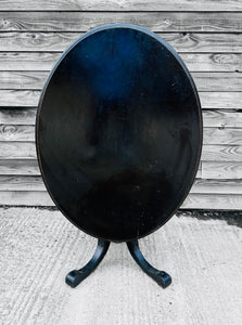 ANTIQUE 19TH CENTURY FRENCH EBONISED INLAID TILT TOP CENTRE TABLE, c1900