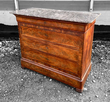 Load image into Gallery viewer, ANTIQUE 19TH CENTURY FRENCH  FLAMED MAHOGANY &amp; MARBLE TOPPED COMMODE, c1900
