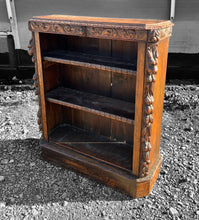 Load image into Gallery viewer, ANTIQUE 19TH CENTURY FRENCH ORNATE CARVED OAK GREEN MAN OPEN BOOKCASE, C1900
