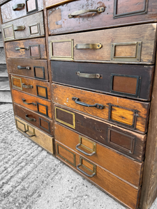 ANTIQUE 19TH CENTURY TALL RUSTIC PINE FILING CABINET WITH 30 DRAWERS, C1900