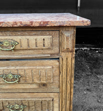 Load image into Gallery viewer, ANTIQUE 19th CENTURY FRENCH BLEACHED OAK &amp; MARBLE TOPPED CHEST OF DRAWERS, c1900
