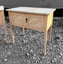 Load image into Gallery viewer, ANTIQUE 20TH CENTURY FRENCH PAIR OF CONTEMPORARY MARBLE TOPPED BEDSIDE TABLES, c1920
