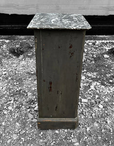 ANTIQUE 19TH CENTURY FRENCH GREY PAINTED & MARBLE TOPPED SIDE TABLE, C1900