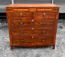 Load image into Gallery viewer, ANTIQUE 19th CENTURY ENGLISH FLAMED MAHOGANY &amp; INLAID CHEST OF DRAWERS, c1900
