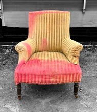 Load image into Gallery viewer, ANTIQUE 19th CENTURY FRENCH NAPOLEON III UPHOLSTERED ARMCHAIR, c1900
