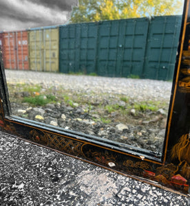 ANTIQUE 20TH CENTURY ORIENTAL CHINOISERIE WALL MIRROR, c1920