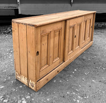 Load image into Gallery viewer, ANTIQUE 19th CENTURY ENGLISH PINE SLIDING DOOR SIDEBOARD DRESSER BASE, c1900
