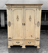 Load image into Gallery viewer, ANTIQUE 19th CENTURY FRENCH ORNATE PAINTED DOUBLE ARMOIRE WARDROBE, c1900
