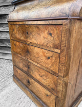 Load image into Gallery viewer, ANTIQUE 19TH CENTURY FRENCH BURR WALNUT DRESSING CHEST WITH DRAWERS, C1900

