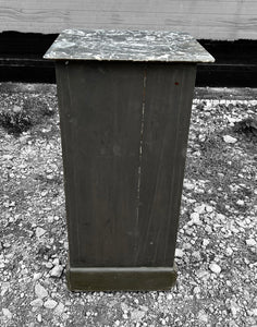 ANTIQUE 19TH CENTURY FRENCH GREY PAINTED & MARBLE TOPPED SIDE TABLE, C1900