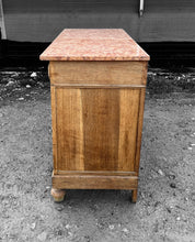 Load image into Gallery viewer, ANTIQUE 19th CENTURY FRENCH BLEACHED OAK &amp; MARBLE TOPPED CHEST OF DRAWERS, c1900
