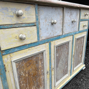 ANTIQUE 19th CENTURY FRENCH ORIGINAL PAINTED SIDEBOARD DRESSER, c1900