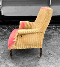 Load image into Gallery viewer, ANTIQUE 19th CENTURY FRENCH NAPOLEON III UPHOLSTERED ARMCHAIR, c1900
