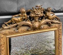 Load image into Gallery viewer, ANTIQUE 19TH CENTURY FRENCH ORNATE GILTWOOD OVERMANTLE WALL MIRROR, c1900
