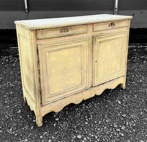 ANTIQUE 19TH CENTURY FRENCH ORNATE OAK BUFFET CUPBOARD ORIGINAL PAINT, C1900