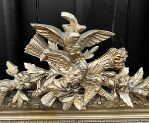 ANTIQUE 19TH CENTURY FRENCH ORNATE GILTWOOD WALL MIRROR, C1900