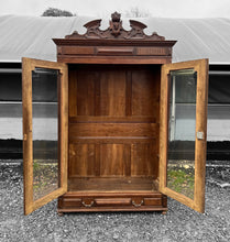 Load image into Gallery viewer, ANTIQUE 19th CENTURY FRENCH ORNATE OAK DOUBLE ARMOIRE / VITRINE, c1900
