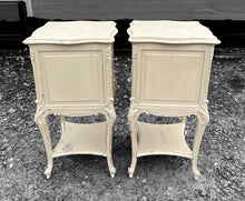 Load image into Gallery viewer, ANTIQUE 19th CENTURY FRENCH PAIR OF ORNATE PAINTED BEDSIDE TABLES, c1900
