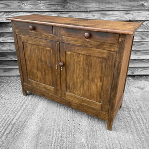 ANTIQUE 19TH CENTURY FRENCH RUSTIC SCUMBLE PAINTED PINE BUFFET CUPBOARD, C1900