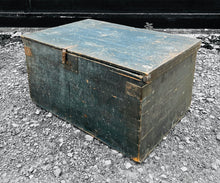 Load image into Gallery viewer, ANTIQUE 19TH CENTURY FRENCH PINE ORIGINAL BLUE PAINTED BLANKET BOX, C1900
