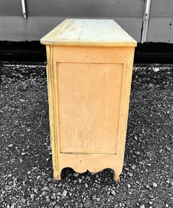 ANTIQUE 19TH CENTURY FRENCH ORNATE OAK BUFFET CUPBOARD ORIGINAL PAINT, C1900