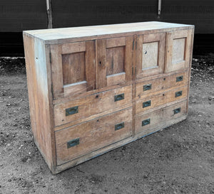 ANTIQUE 19th CENTURY ENGLISH PINE CHEMISTS CUPBOARD, c1900