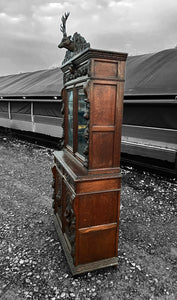 ANTIQUE 19th CENTURY FRENCH ORNATE CARVED OAK & GLAZED DRESSER, c1900