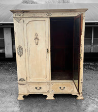 Load image into Gallery viewer, ANTIQUE 19th CENTURY FRENCH ORNATE PAINTED DOUBLE ARMOIRE WARDROBE, c1900
