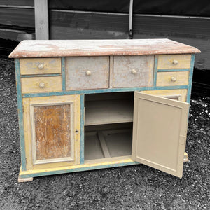 ANTIQUE 19th CENTURY FRENCH ORIGINAL PAINTED SIDEBOARD DRESSER, c1900