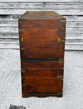 Load image into Gallery viewer, ANTIQUE 19TH CENTURY ANGLO INDIAN MAHOGANY MILITARY CAMPAIGN CHEST OF DRAWERS, C1900
