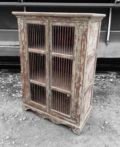 20TH CENTURY INDIAN PAINTED TEAK KITCHEN CABINET / CUPBOARD