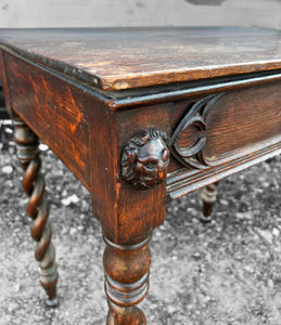 ANTIQUE 19TH CENTURY FRENCH OAK HALL TABLE, c1900