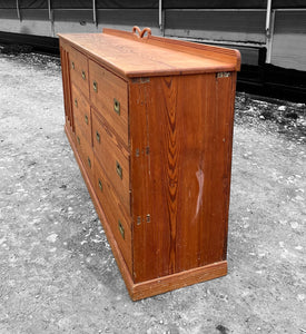 LARGE ANTIQUE 19th CENTURY ENGLISH PITCH PINE SIDEBOARD, c1900