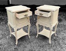 Load image into Gallery viewer, ANTIQUE 19th CENTURY FRENCH PAIR OF ORNATE PAINTED BEDSIDE TABLES, c1900
