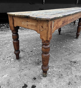 LARGE ANTIQUE 19TH CENTURY ENGLISH FARMHOUSE DINING TABLE, c1900