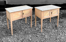 Load image into Gallery viewer, ANTIQUE 20TH CENTURY FRENCH PAIR OF CONTEMPORARY MARBLE TOPPED BEDSIDE TABLES, c1920
